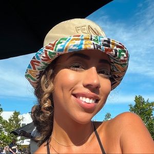 Fendi Reversible Beige & Multicolor FF Fish-Eye Bucket Hat